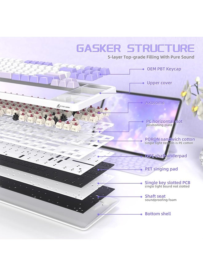 Attack Shark X87 Wireless Gaming Keyboard, 87 Keys RGB Backlit Gasket Mount PC Gaming Keyboard, Compact Hot-Swappable Mechanical Keyboard - Image 5