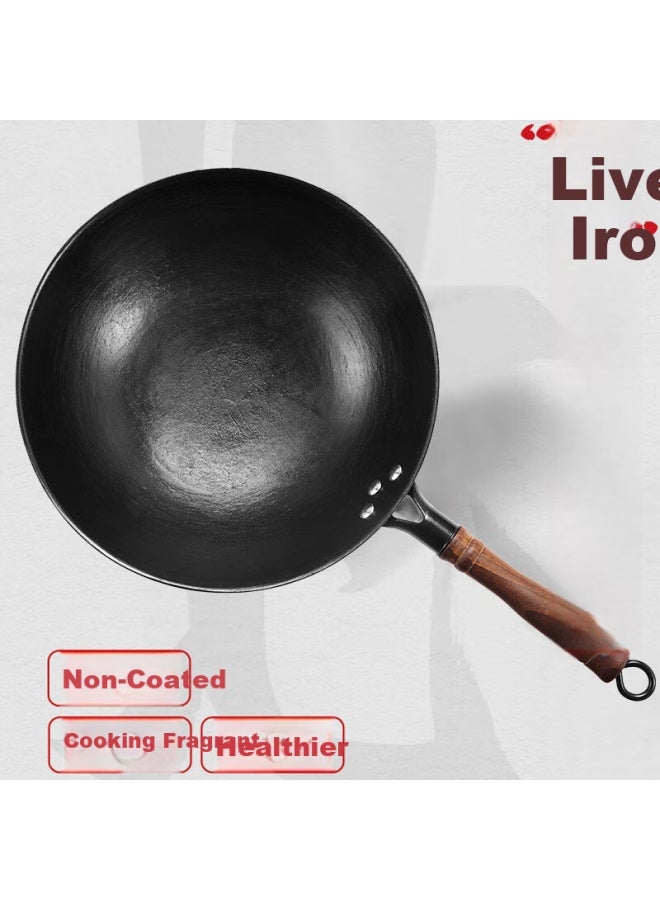 Wang Yuanji Yuanji Iron Wok, Traditional Uncoated Non-stick Round Bottom Frying Pan, Suitable For Coal And Gas Stoves, First Generation Ancient Method, 32cm - Image 2