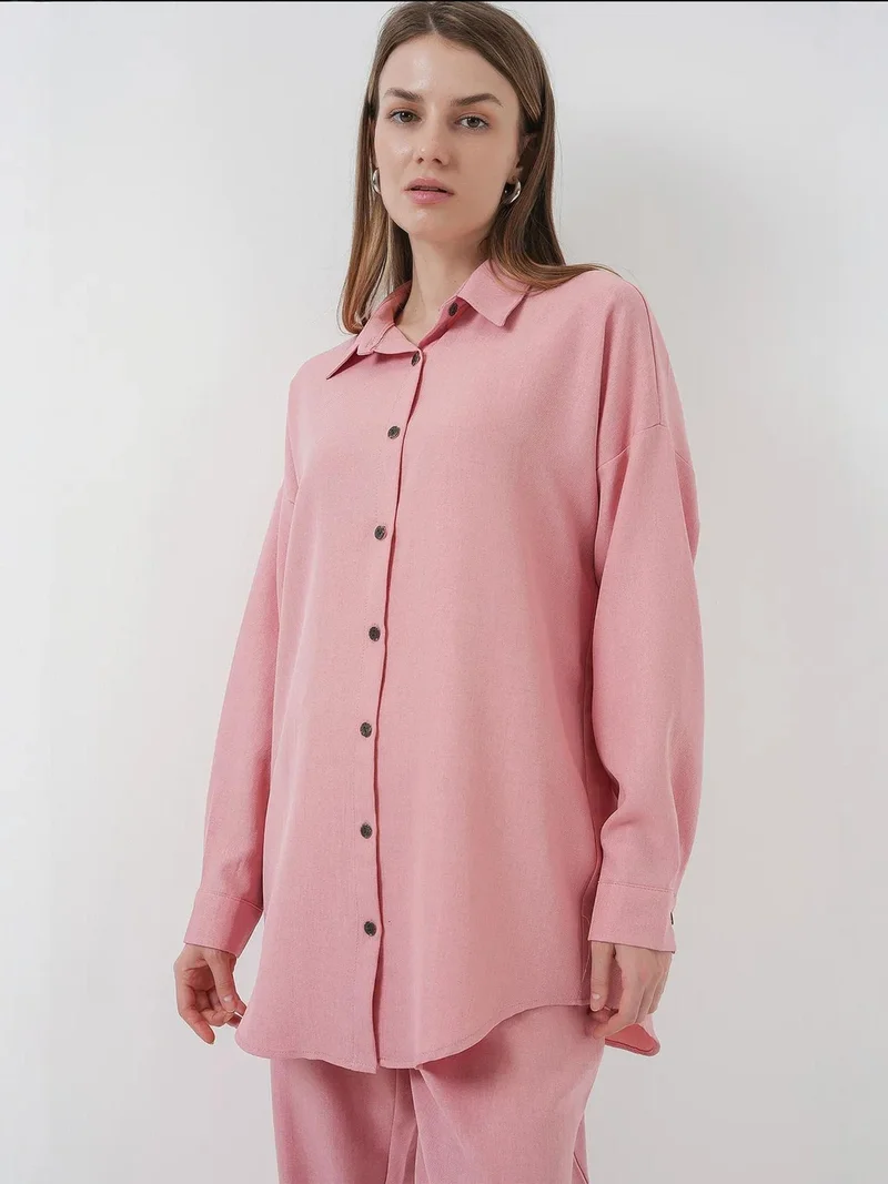 بيغ دارت طقم بيجاما من الكتان بأكمام طويلة وبنطلون