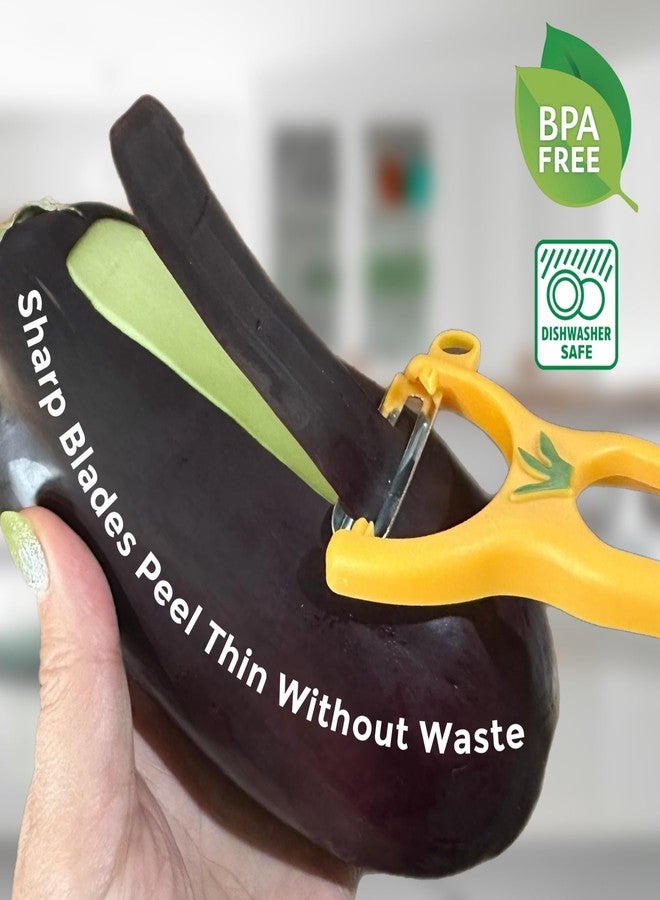 ALAZCO 3 Pack BPA-FREE Premium Swivel Fruit Vegetable Peeler Ergonomic Comfort Hold Handle Ultra Sharp Steel Blades Ideal Kitchen Peelers Potato Carrot Apple Cucumber Veggies Dishwasher Safe - Image 2