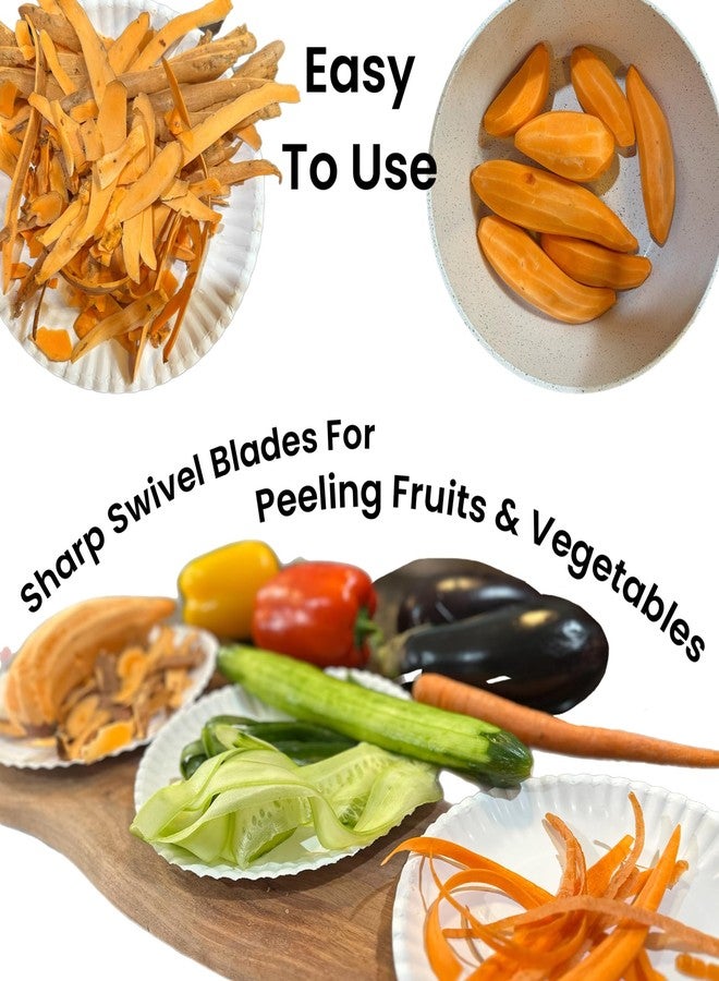 ALAZCO 3 Pack BPA-FREE Premium Swivel Fruit Vegetable Peeler Ergonomic Comfort Hold Handle Ultra Sharp Steel Blades Ideal Kitchen Peelers Potato Carrot Apple Cucumber Veggies Dishwasher Safe - Image 5