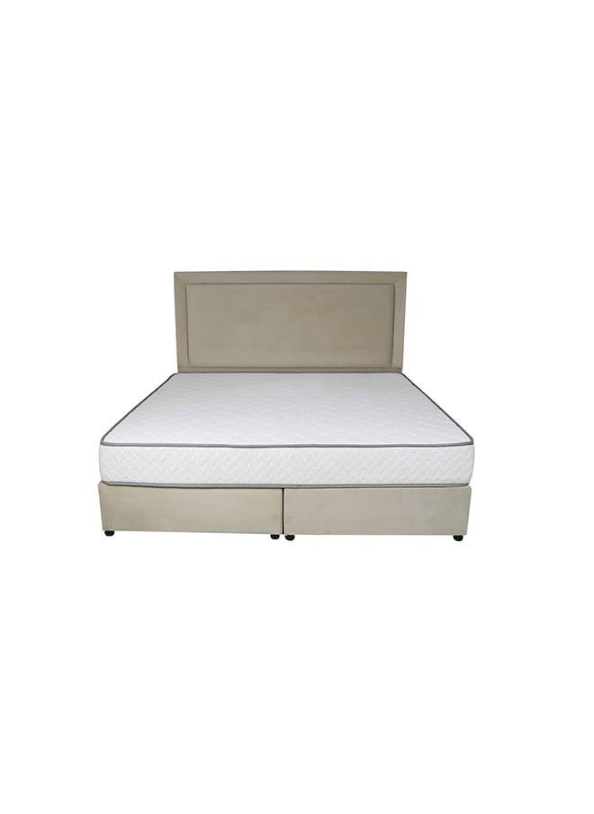 Bed and Mattress Zone Velvetine Upholstered Bed 200x180 King Size Beige Color  - Image 3