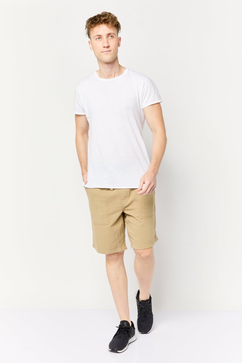 Celio Men Textured Basic Shorts, Tan - Image 2