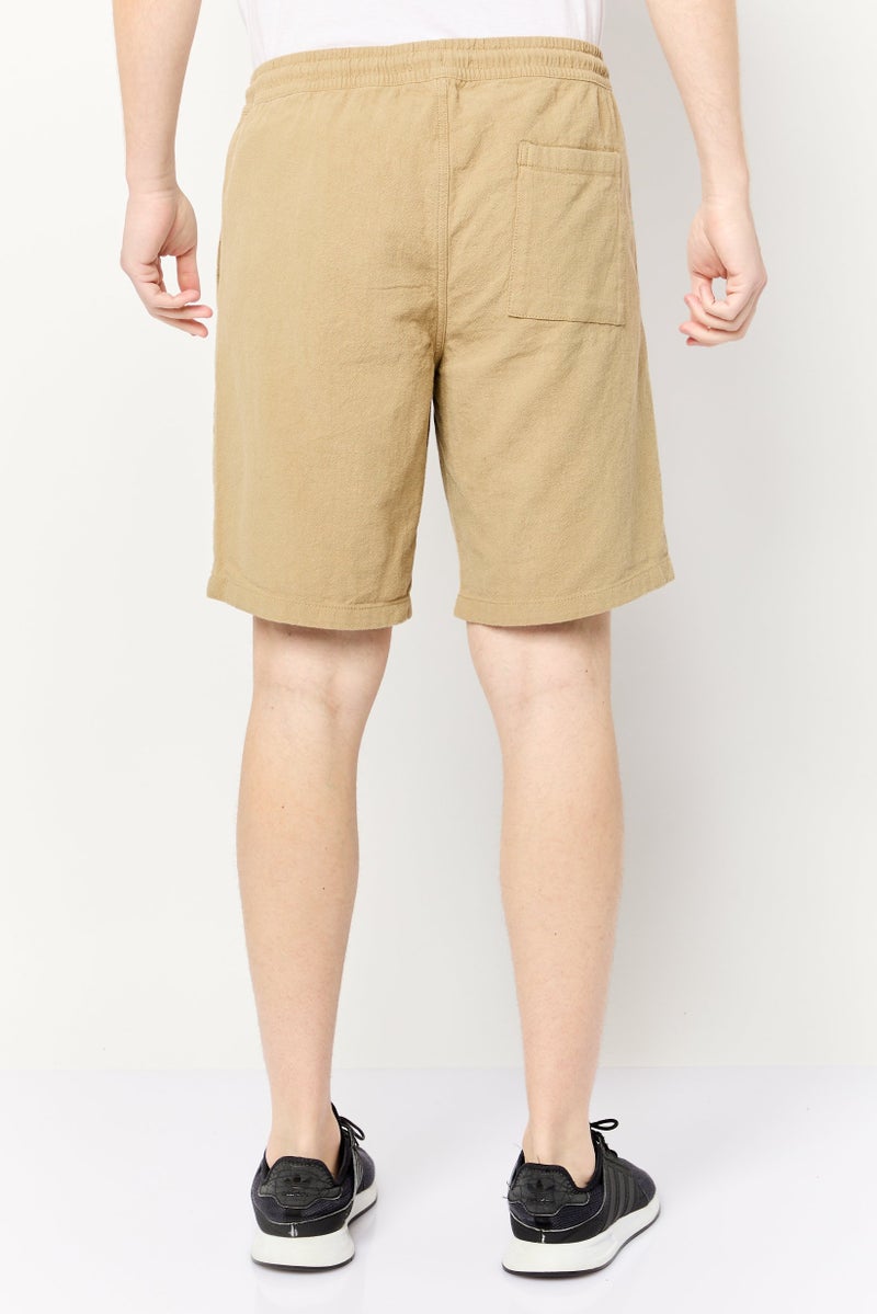 Celio Men Textured Basic Shorts, Tan - Image 4