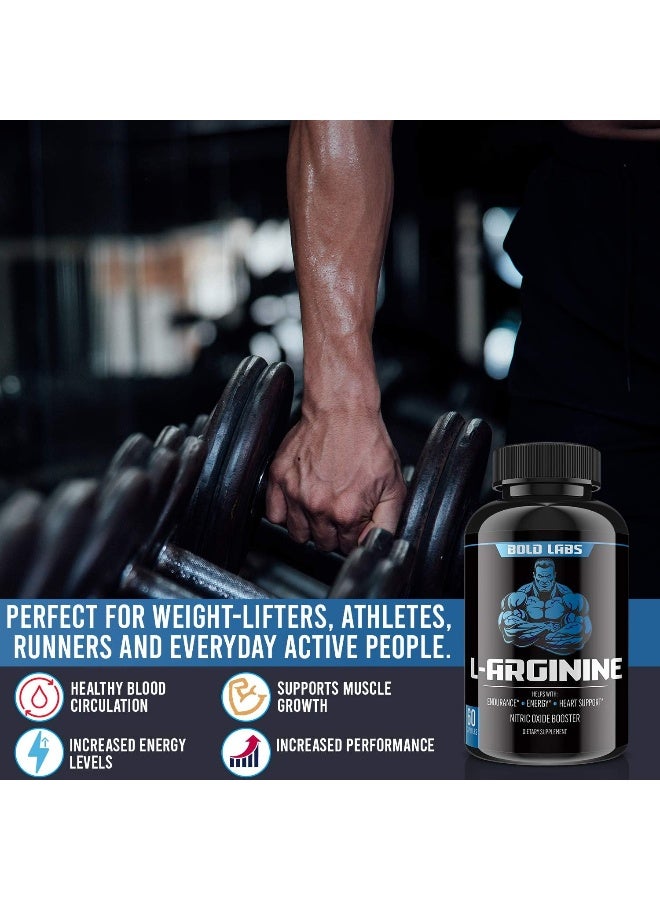 Bold Labs USA Extra Strength L Arginine - 2680mg Nitric Oxide Supplement for Muscle Growth, Vascularity & Energy  60 Capsules - Image 4