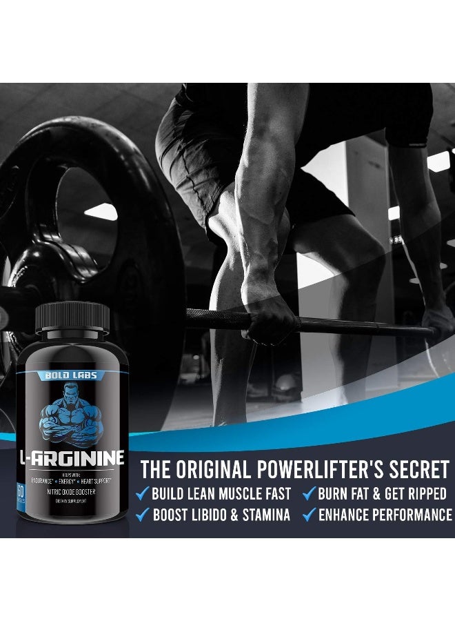 Bold Labs USA Extra Strength L Arginine - 2680mg Nitric Oxide Supplement for Muscle Growth, Vascularity & Energy  60 Capsules - Image 5