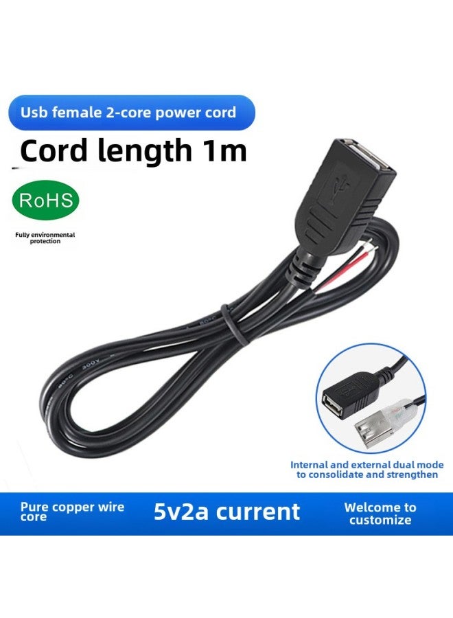 Usb Wire Semi-finished 2-core Charging Wire 4-core Data Wire Usb Male Female Single Wire Power Wire Usb Wire-Color:2 Core USB Female 1 M - Image 1