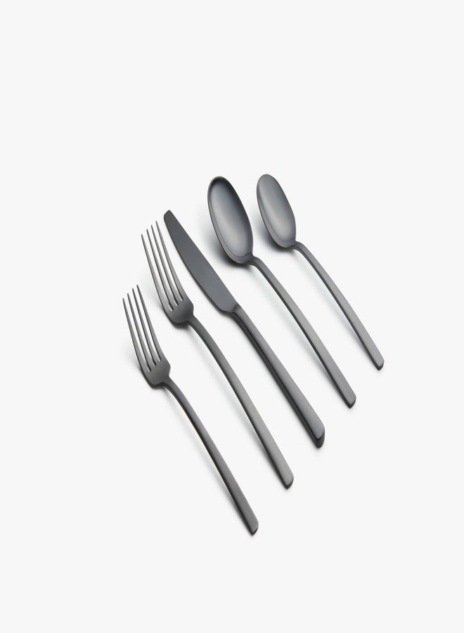 كامبريدج طقم أدوات مائدة كامبريدج سيلفرسميثز بيكون، أسود ساتان، يكفي لأربعة أشخاص، يشمل شوك وملاعق وسكاكين، 20 قطعة - Image 3