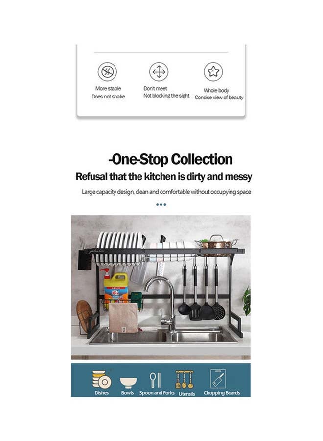 Multi Layer Kitchen Sink Drain Board Rack Black 34x85x89cm - Image 5