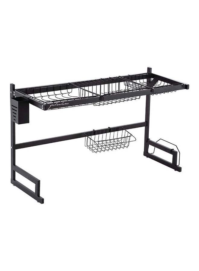Multi Layer Kitchen Sink Drain Board Rack Black 34x85x89cm - Image 1