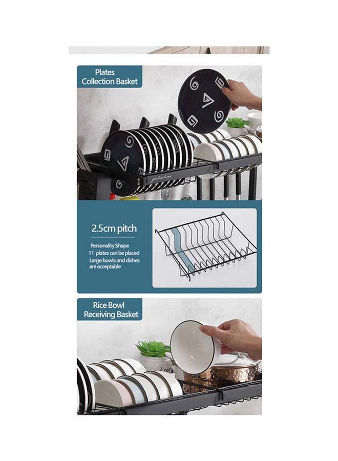 Multi Layer Kitchen Sink Drain Board Rack Black 34x85x89cm - Image 3
