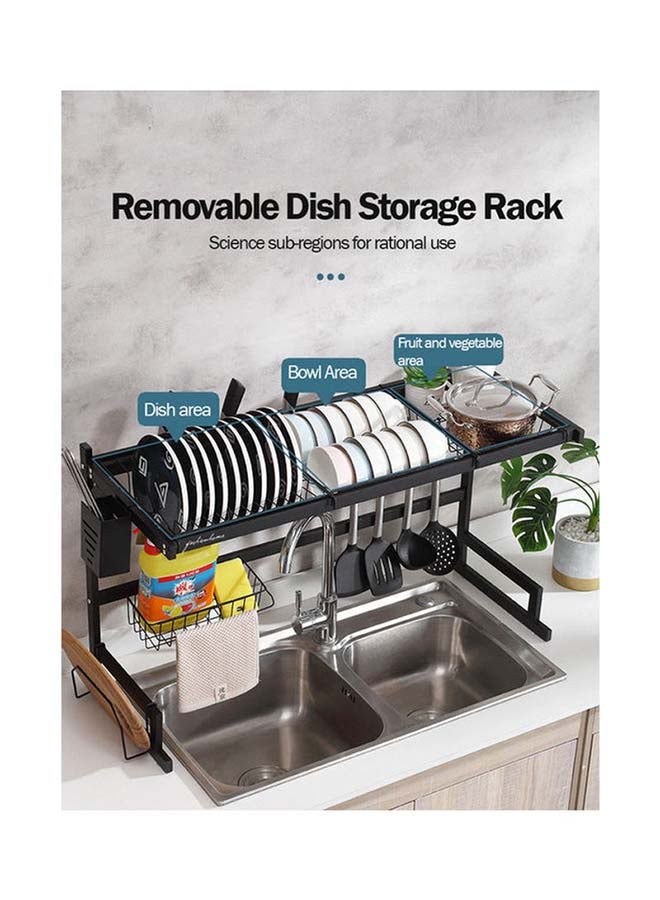 Multi Layer Kitchen Sink Drain Board Rack Black 34x85x89cm - Image 4