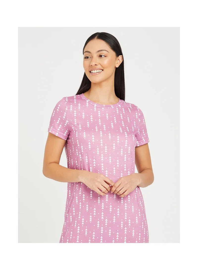 Styli Ditsy AOP Maxi Sleep T-shirt Dress