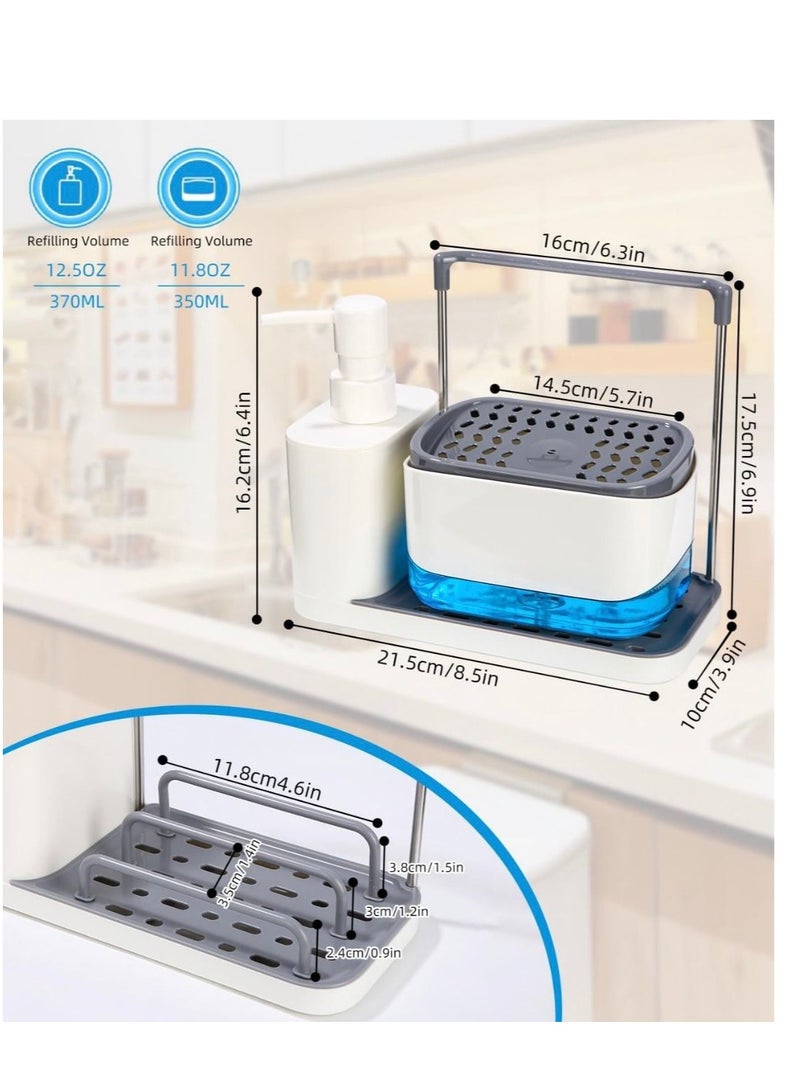 Multi-Functional Soap Dispenser with Sponge & Cloth Holder – 2-in-1 Kitchen Sink Organizer (370ml) - Image 5
