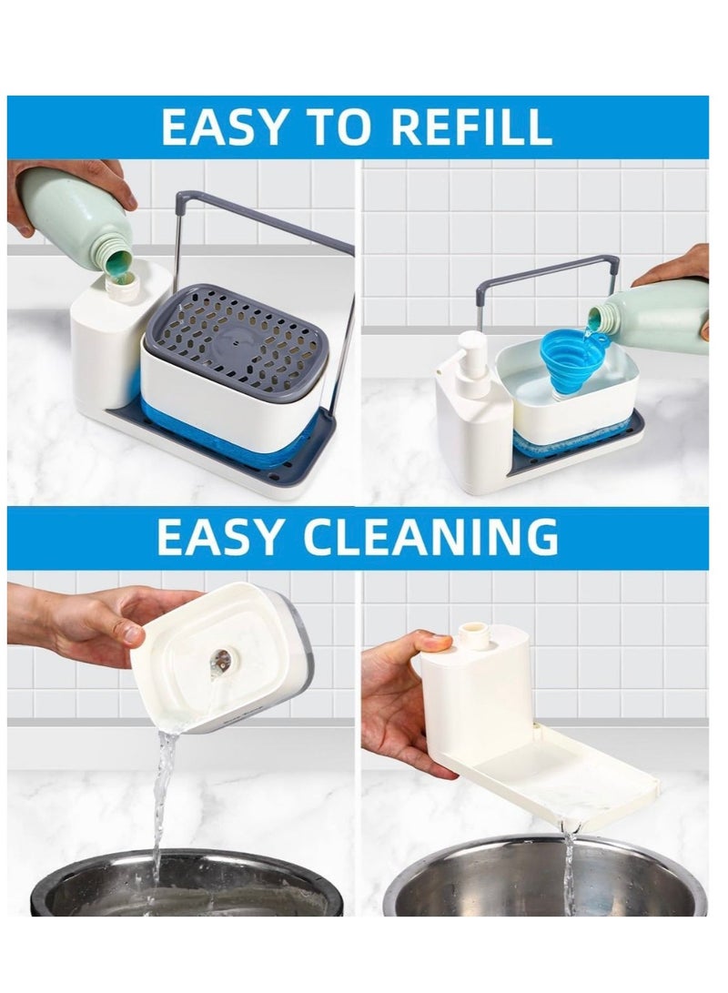 Multi-Functional Soap Dispenser with Sponge & Cloth Holder – 2-in-1 Kitchen Sink Organizer (370ml) - Image 3