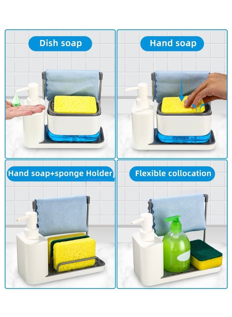 Multi-Functional Soap Dispenser with Sponge & Cloth Holder – 2-in-1 Kitchen Sink Organizer (370ml) - Image 2