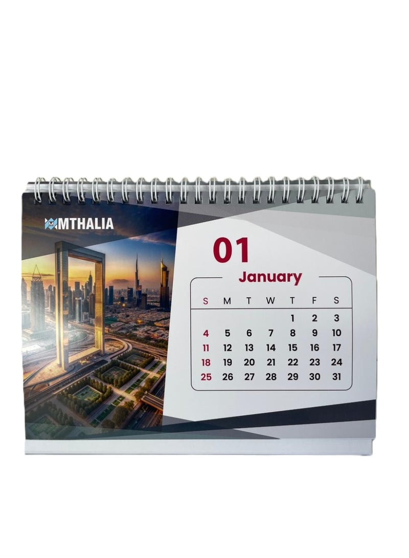 Mthalia Desktop Calendar 2026  A5 Size | Spiral Bound | UAE Iconic Buildings | Office & Home - Image 2