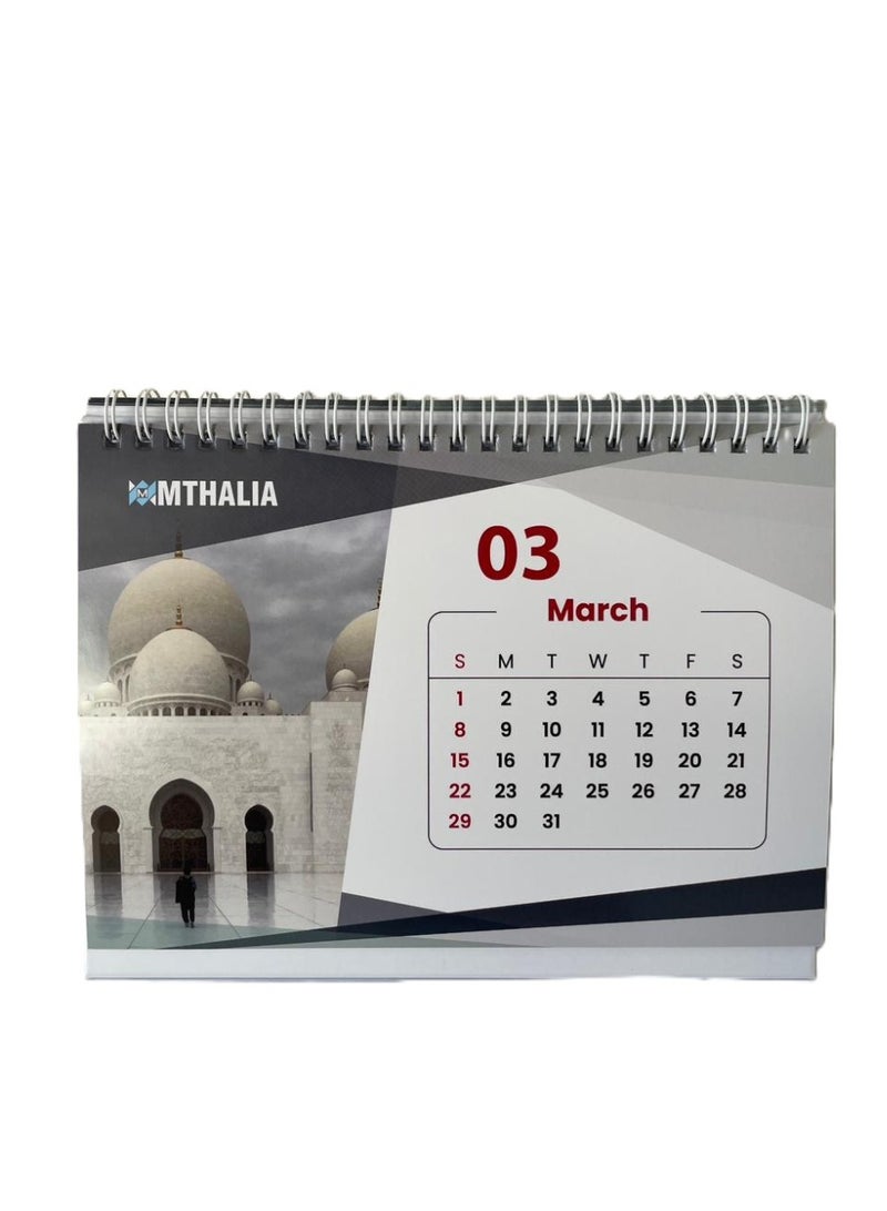 Mthalia Desktop Calendar 2026  A5 Size | Spiral Bound | UAE Iconic Buildings | Office & Home - Image 4