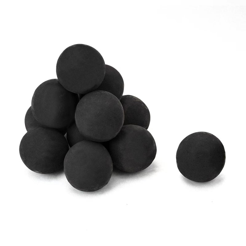 Skyflame Ceramic Fire Balls Set of 12 Round Fire Stones Set for Indoor and Outdoor Fire Pits or Fireplaces Accessory 4 Inch Black