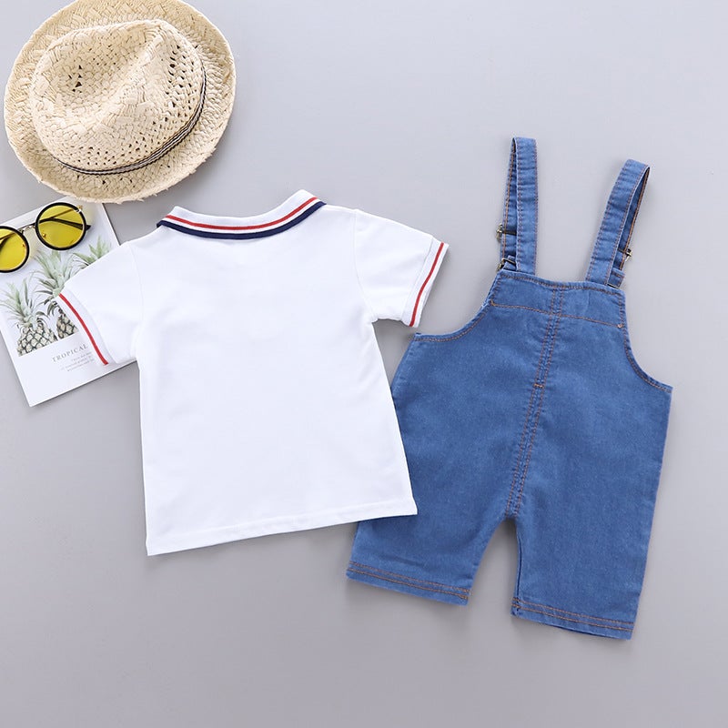 Infant Baby Boys & Girls Summer Cartoon Casual Suspender Shorts Two-piece Set - Image 3