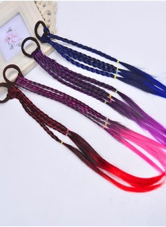 fashionhome 4 Pieces Multicolor Elastic Hair Wig Braids Ponytail for Girls  - Image 1