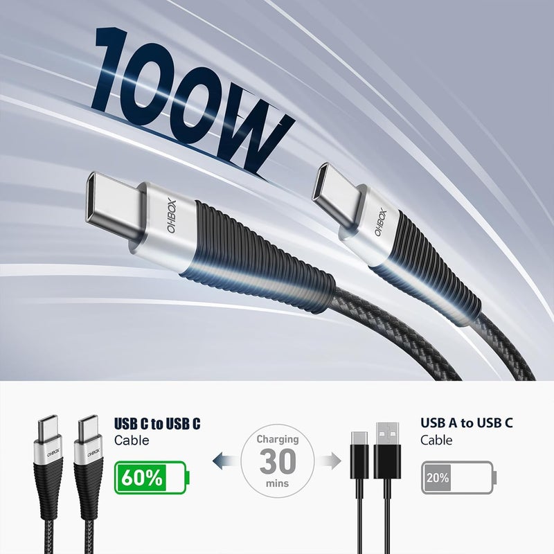 ohbox Extra Long USB C to USB C Cable 15FT 2Pack 100W, USB C Charger Cable Fast Charging Cord Braided, Type C Cable for iPhone 17 16 15/15Plus/15Pro/Max, MacBook Pro/Air, iPad Pro/Air/Mini,Samsung,Pixel - Image 3