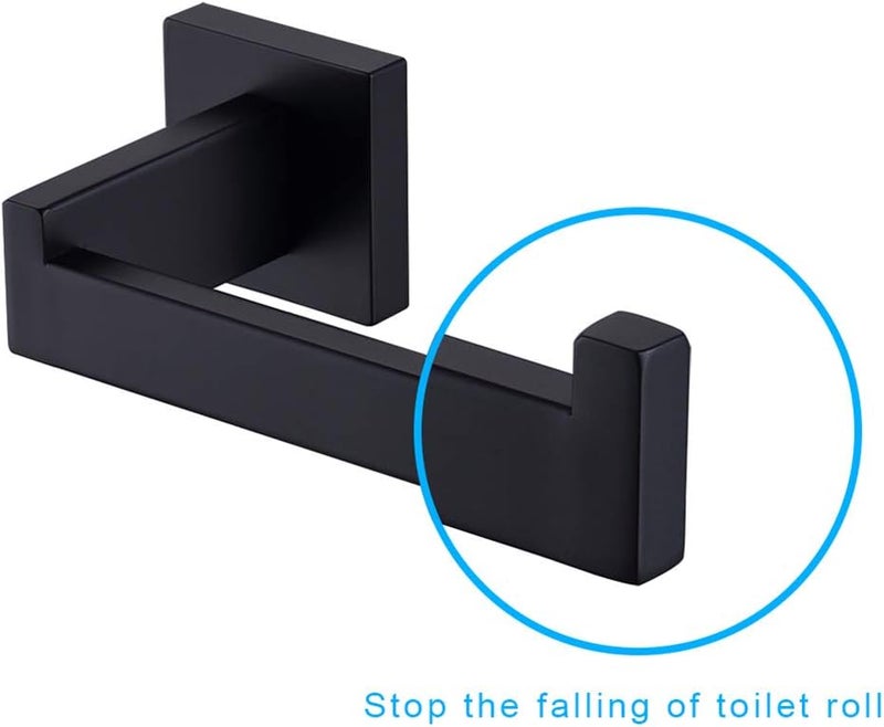 TASTOS Toilet Paper Holder Matte Black, Toilet Tissue Roll Holders Dispenser and Hangers Wall Mounted for Bathroom & Kitchen, Stainless Steel Modern Square Style 2 Pack - Image 5