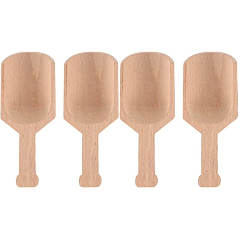 Yardwe 4Pcs Wooden Scoop Small Bath Salts Spoon Natural Wood Scooper for Salt Flour Spices Coffee - Image 1