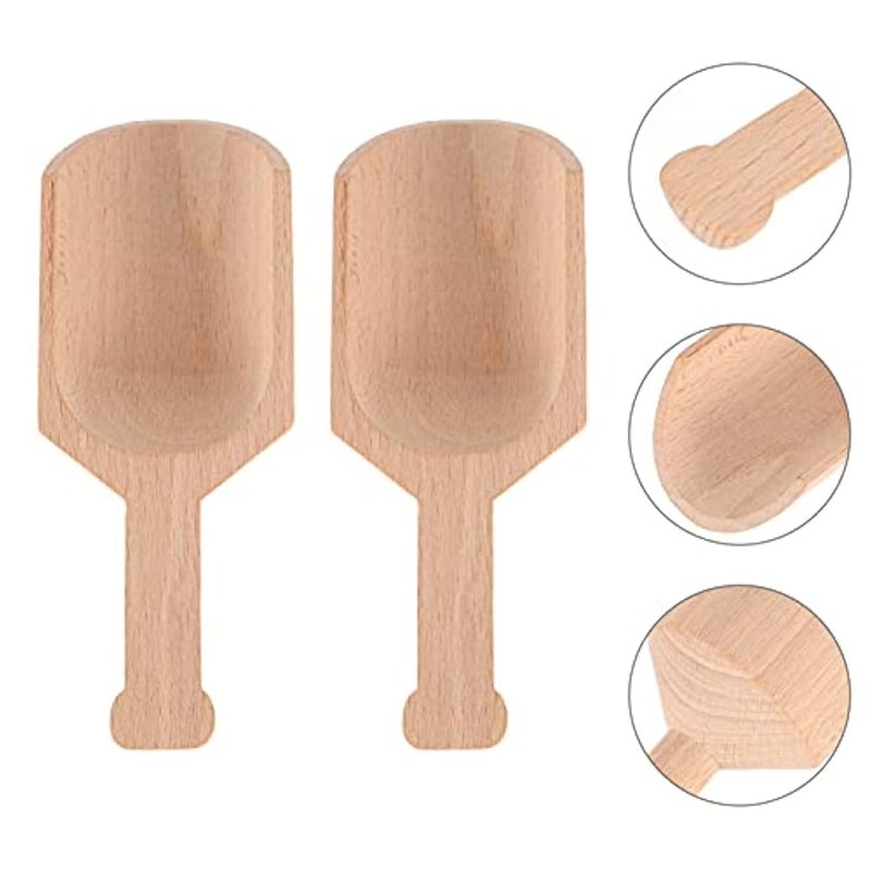 Yardwe 4Pcs Wooden Scoop Small Bath Salts Spoon Natural Wood Scooper for Salt Flour Spices Coffee - Image 4
