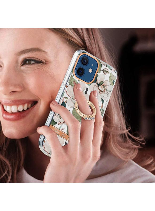 Zaboon Case For iPhone 12 / 12 Pro Ring IMD Flowers TPU Phone Case - Image 2