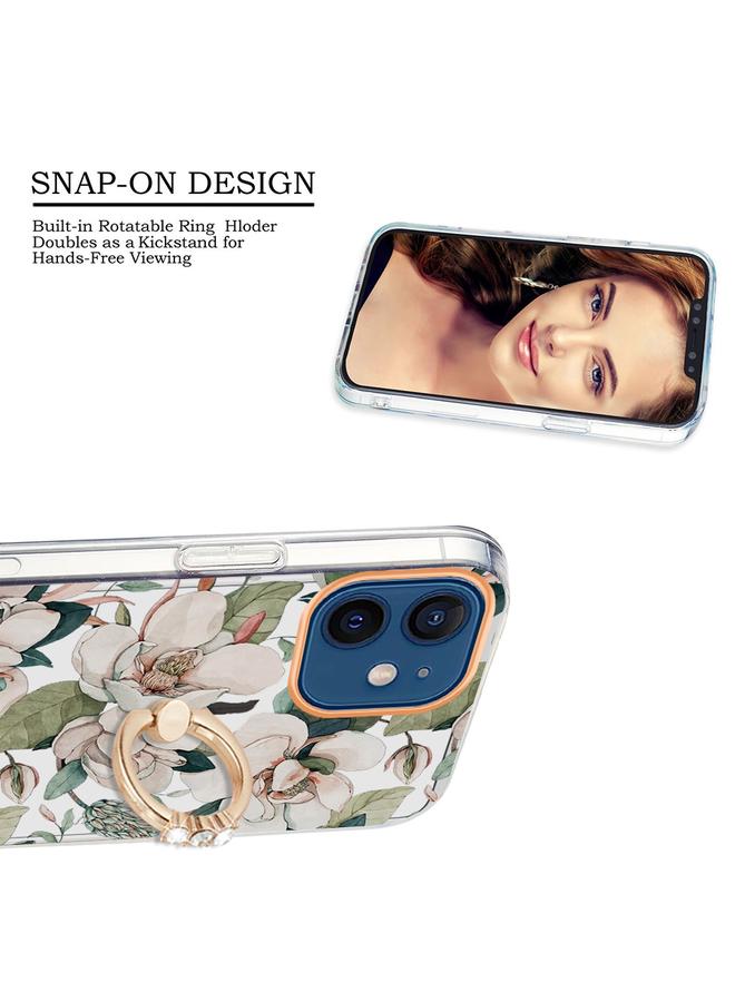 Zaboon Case For iPhone 12 / 12 Pro Ring IMD Flowers TPU Phone Case - Image 3