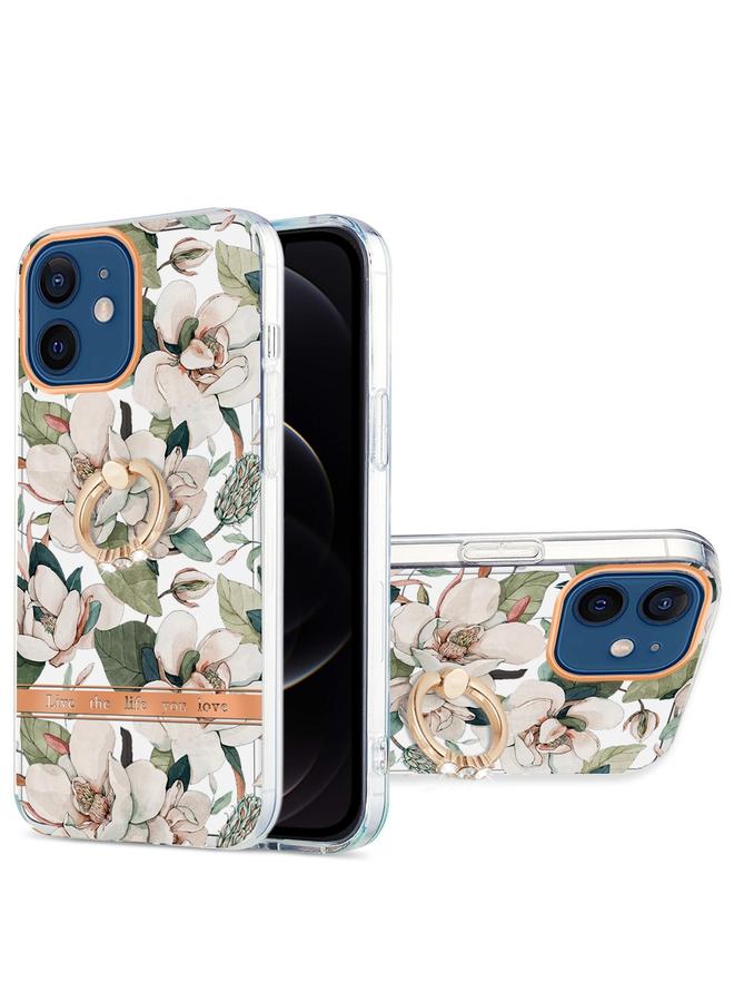 Zaboon Case For iPhone 12 / 12 Pro Ring IMD Flowers TPU Phone Case - Image 1