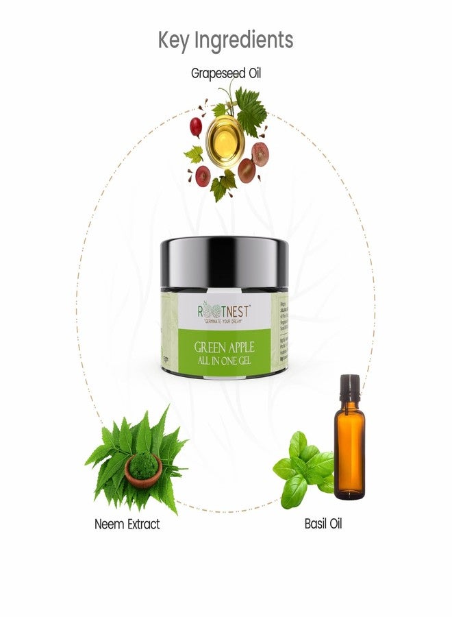 Rootnest Green Apple Gel | Ayurvedic Formula for Acne, Dark Spots & Brightening | Natural Face Gel Clears Pimples & Blemishes | For Oily, Dry & Sensitive Skin | 15gm - Image 4