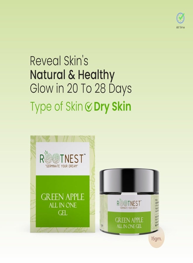 Rootnest Green Apple Gel | Ayurvedic Formula for Acne, Dark Spots & Brightening | Natural Face Gel Clears Pimples & Blemishes | For Oily, Dry & Sensitive Skin | 15gm - Image 2