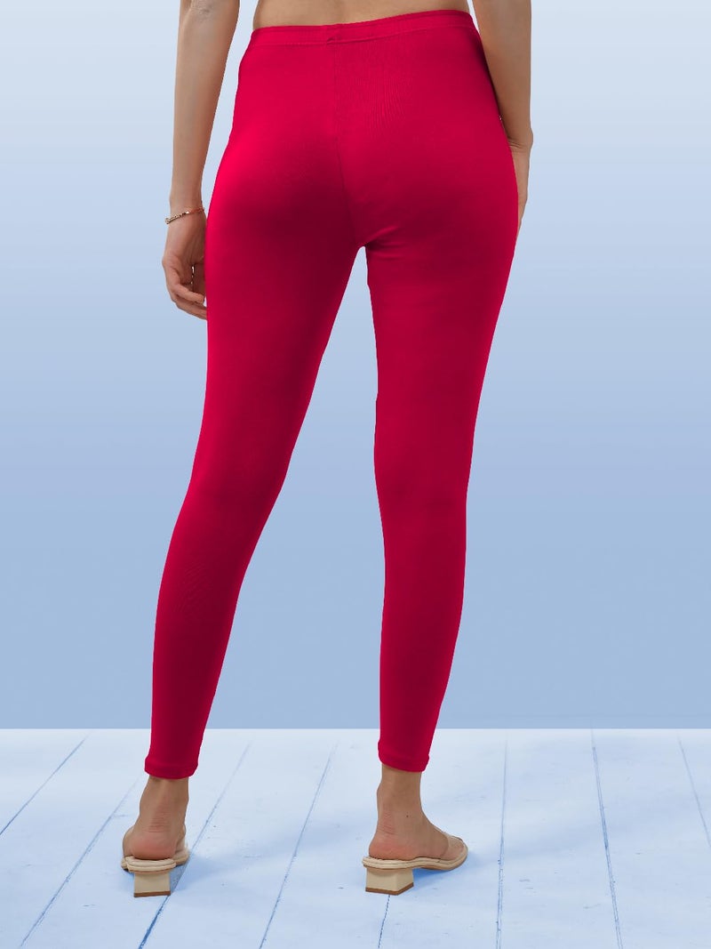 Lyra Women Solid Premium Cotton Ankle length Leggings | Mid-Waist | Fashionwear - Image 2