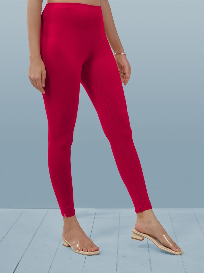 Lyra Women Solid Premium Cotton Ankle length Leggings | Mid-Waist | Fashionwear - Image 3