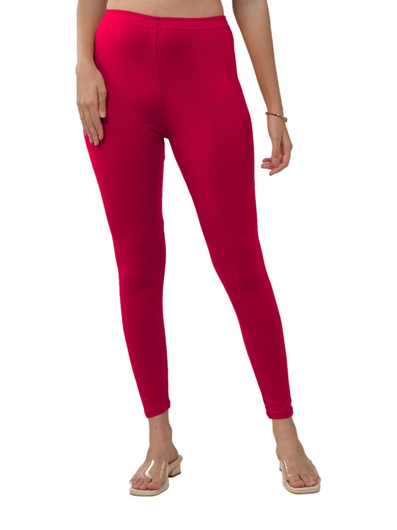 Lyra Women Solid Premium Cotton Ankle length Leggings | Mid-Waist | Fashionwear - Image 1