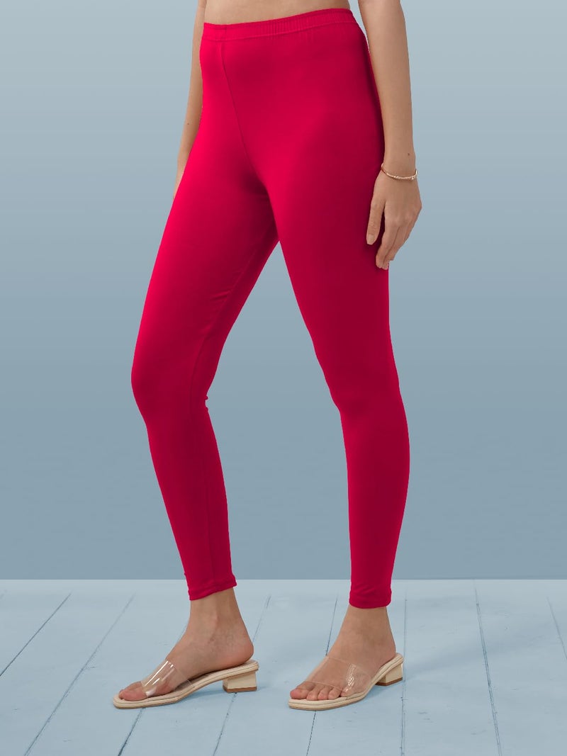 Lyra Women Solid Premium Cotton Ankle length Leggings | Mid-Waist | Fashionwear - Image 4