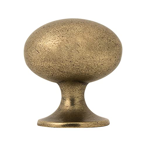 HARPOON Cabinet Hardware Knobs Round Furniture Mushroom Knob - 1.4 Inch 10 Pack Antique Brass - Image 1