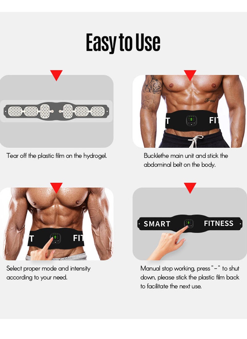 Generic - Smart Fitness Trainer Belt Electric Abs Stimulator Unisex Abdominal Muscle Trainer 6 Modes 10 Levels Intensity 15min Timing Built-in Battery with LED Display - Image 1