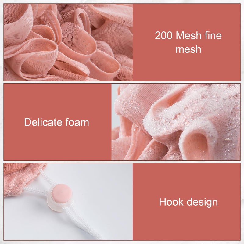 PKRFCJ 3 Pcs Soap Bar Loofah, 2 in 1 Bar Soap Loofah Pouch Can Hold Soap Effective Exfoliation for Bathing (Khaki + Coffee + Pink) - Image 4