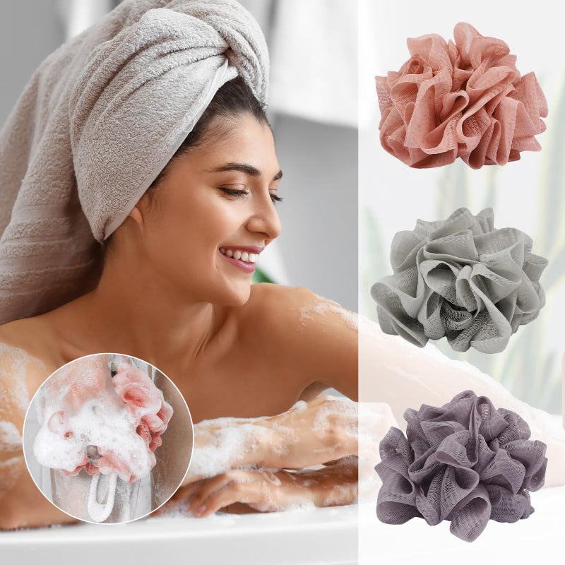 PKRFCJ 3 Pcs Soap Bar Loofah, 2 in 1 Bar Soap Loofah Pouch Can Hold Soap Effective Exfoliation for Bathing (Khaki + Coffee + Pink) - Image 5