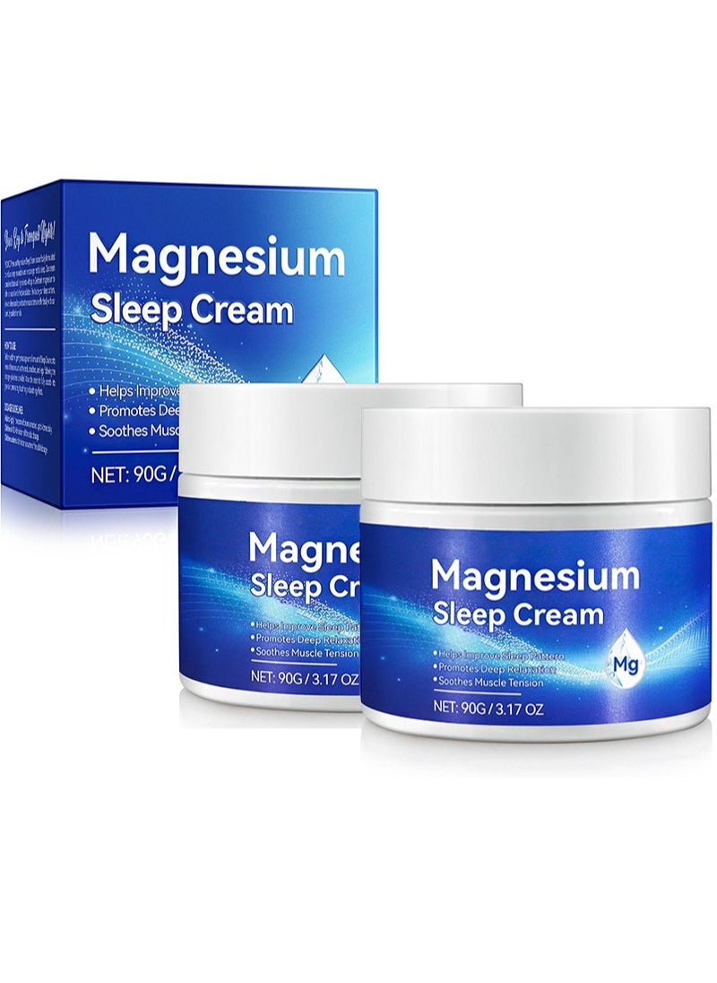 HaLunhi 2PcsMagnesium Sleep Cream，Improve Sleep，Leg & Joint Care，Non-Greasy，Topical Magnesium Chloride，Skin-Friendly Ingredients （90g+90g）  - Image 1