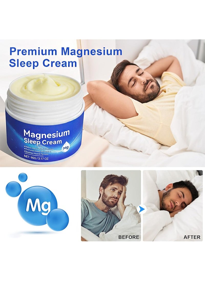 HaLunhi 2PcsMagnesium Sleep Cream，Improve Sleep，Leg & Joint Care，Non-Greasy，Topical Magnesium Chloride，Skin-Friendly Ingredients （90g+90g）  - Image 2