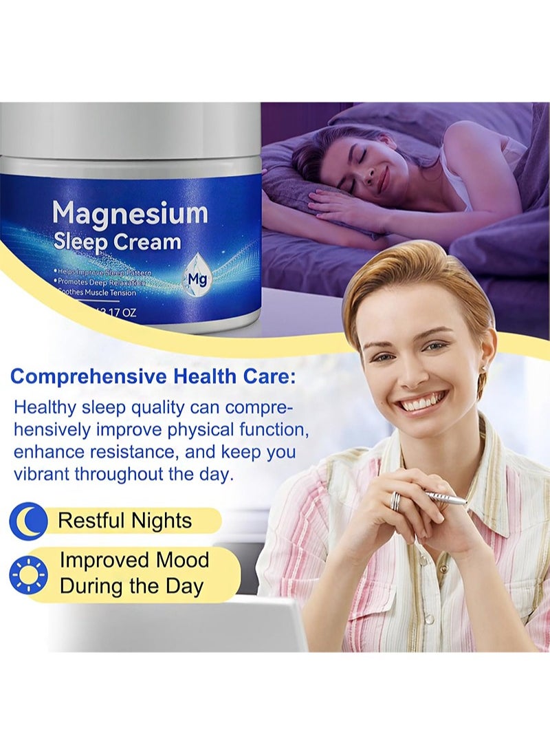 HaLunhi 2PcsMagnesium Sleep Cream，Improve Sleep，Leg & Joint Care，Non-Greasy，Topical Magnesium Chloride，Skin-Friendly Ingredients （90g+90g）  - Image 4