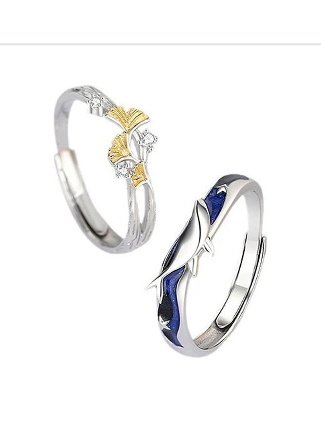 جيوان خاتم الزوجين من الفضة 925 هو هدية مناسبة للأزواج والأصدقاء - Image 1