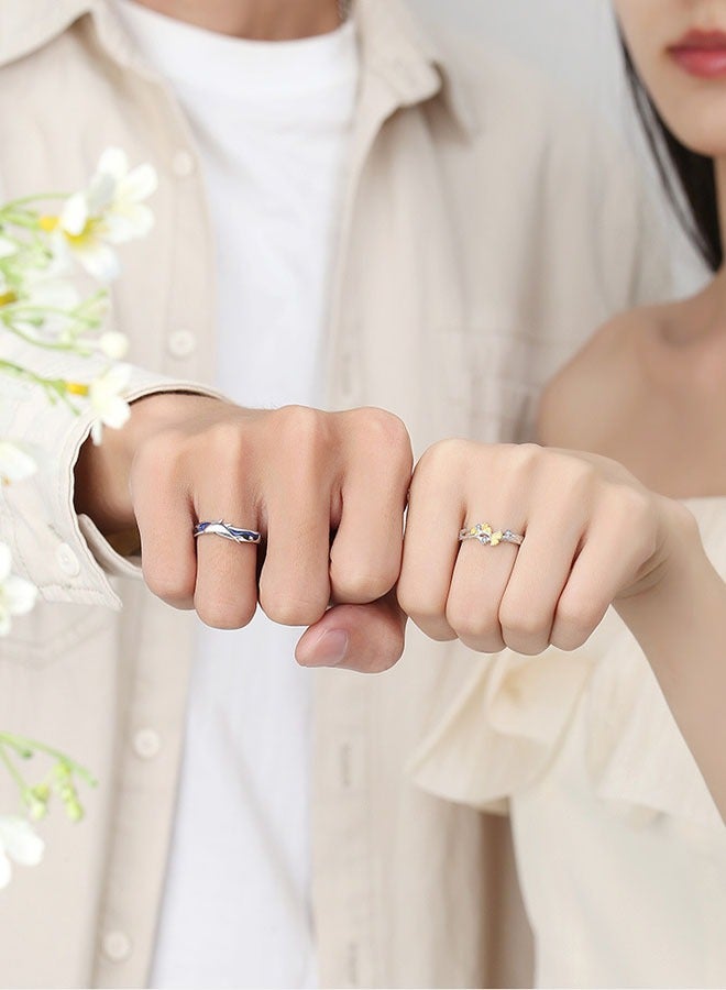 جيوان خاتم الزوجين من الفضة 925 هو هدية مناسبة للأزواج والأصدقاء - Image 2