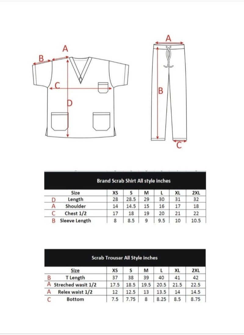 SPACEDOUT - Medical Scrub Set | Unisex V Neck Dubai Style Scrub Suit With Turquoise Piping Top Overlap and Elasticated Drawstring Pant | Nursing Uniform Suit - Image 1