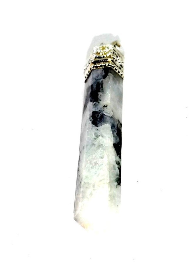 CA AGATE Rambo Moon Stone Pencil Point Pendant Necklace Healing Crystal Gemstone Jewelry - Image 1