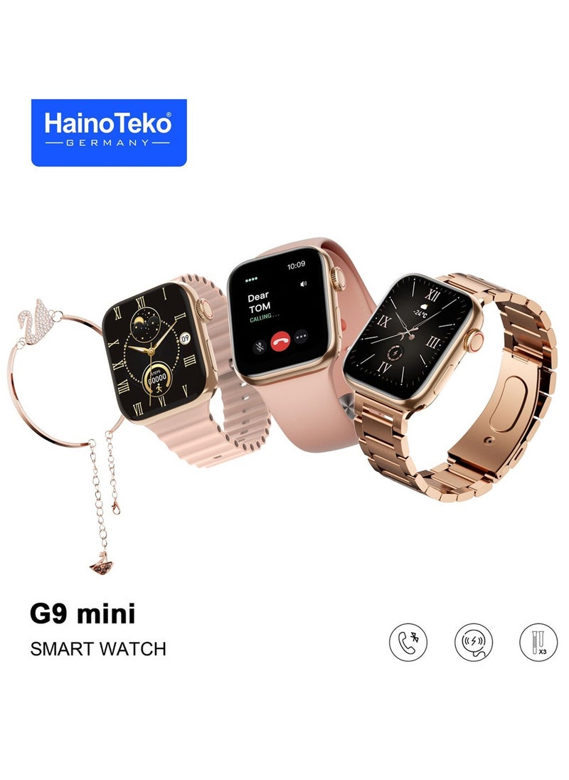 Haino Teko - Haino Teko G9 Mini Rose Gold Edition Ladies Smart Watch with Three Set Strap and Stylish Bracelet Combo - Image 1